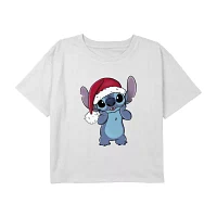 Disney Collection Little & Big Girls Crew Neck Short Sleeve Stitch Graphic T-Shirt