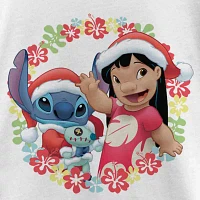 Disney Collection Little & Big Girls Crew Neck Short Sleeve Lilo Stitch Graphic T-Shirt