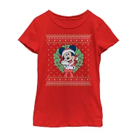 Disney Collection Little & Big Girls Crew Neck Short Sleeve Mickey Mouse Graphic T-Shirt