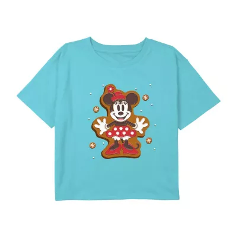 Disney Collection Little & Big Girls Crew Neck Short Sleeve Minnie Mouse Graphic T-Shirt