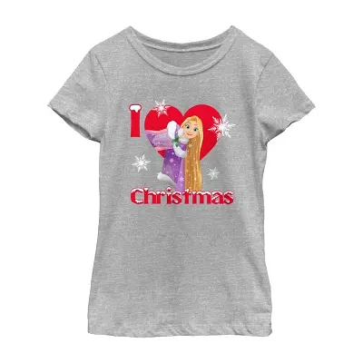 Disney Collection Little & Big Girls Crew Neck Short Sleeve Princess Graphic T-Shirt