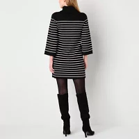 Willow Glenn Womens Long Sleeve Striped Sweater Dress