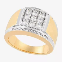 Mens White Cubic Zirconia 14K Gold Over Silver Sterling Fashion Ring