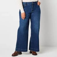 a.n.a Plus Womens Adaptive High Rise Loose Fit Easy-on + Easy-off Jean