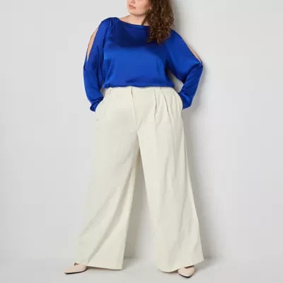 Worthington Womens Wide Leg Palazzo Pant-Plus