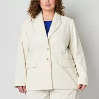 Worthington Womens Regular Fit Blazer-Plus