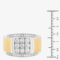 Mens White Cubic Zirconia 14K Gold Over Silver Sterling Fashion Ring