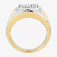 Mens White Cubic Zirconia 14K Gold Over Silver Sterling Fashion Ring