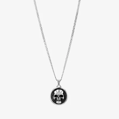 Mens Stainless Steel Skull Pendant Necklace