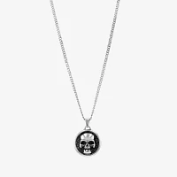 Mens Stainless Steel Skull Pendant Necklace