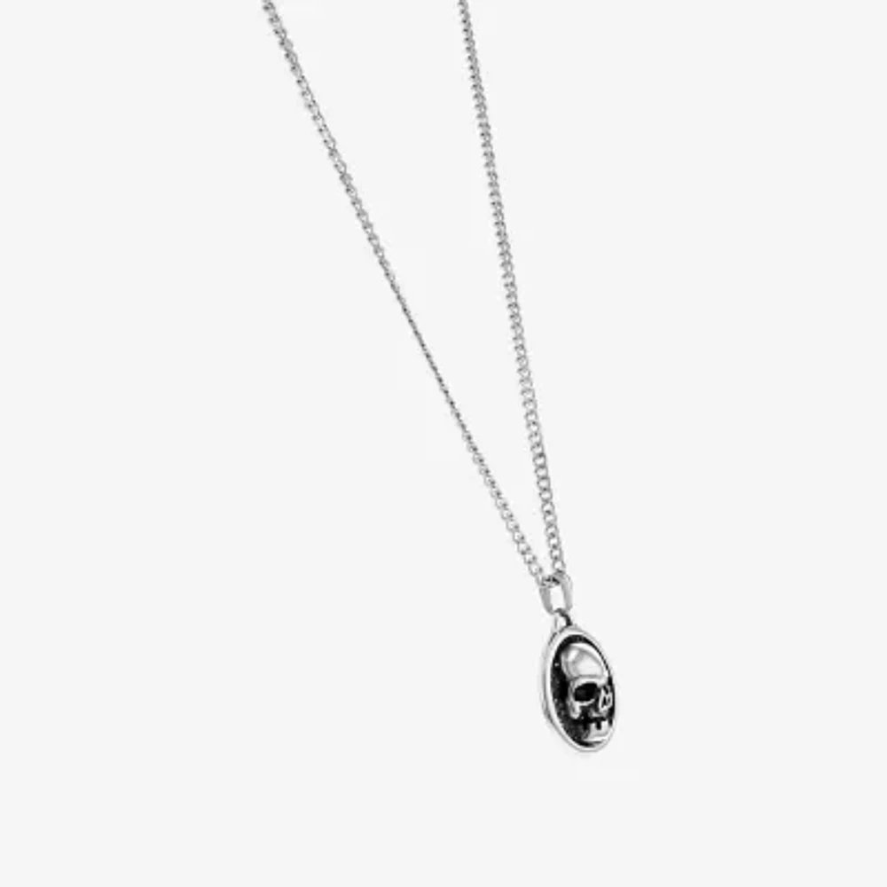 Mens Stainless Steel Skull Pendant Necklace