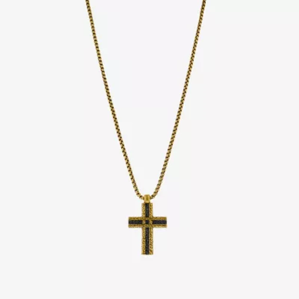 Mens Stainless Steel Cross Pendant Necklace