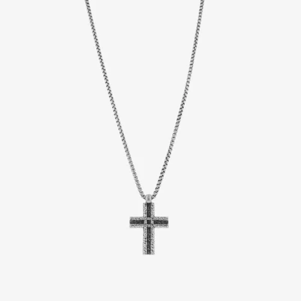 Mens Stainless Steel Cross Pendant Necklace