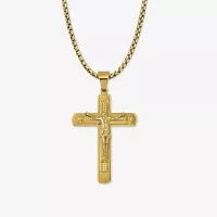 Mens Stainless Steel Cross 26 Inch Pendant Necklace