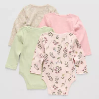 Okie Dokie Baby Girls 4-pc. Crew Neck Long Sleeve Bodysuit