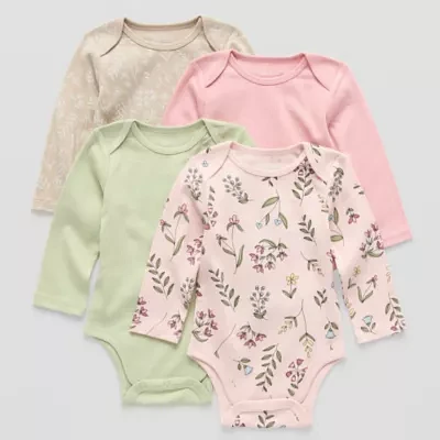 Okie Dokie Baby Girls 4-pc. Crew Neck Long Sleeve Bodysuit