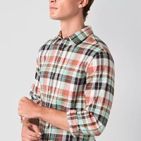 mutual weave Mens Regular Fit Long Sleeve Plaid Button-Down Shirt