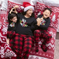 North Pole Trading Co. Womens Microfleece Crew Neck Long Sleeve 2-pc. Matching Family Pant Pajama Set