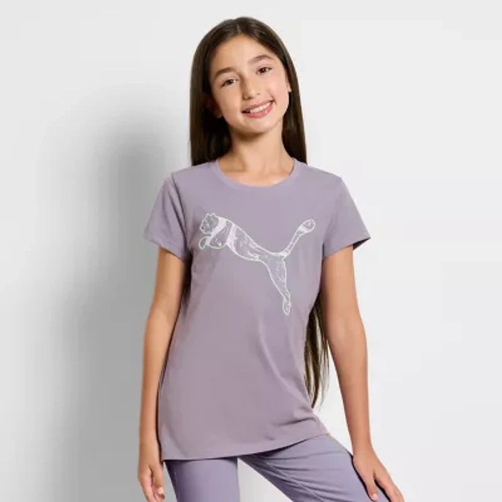 PUMA Big Girls Crew Neck Short Sleeve Graphic T-Shirt