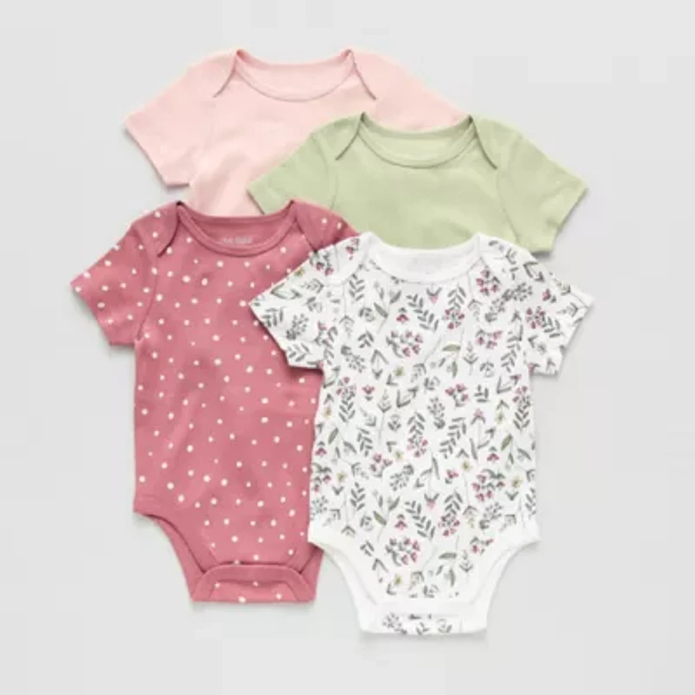 Okie Dokie Baby Girls 4-pc. Crew Neck Short Sleeve Bodysuit