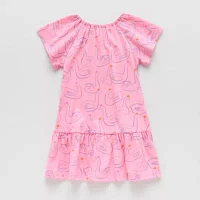 Okie Dokie Toddler & Little Girls Short Sleeve Drop Waist Dress