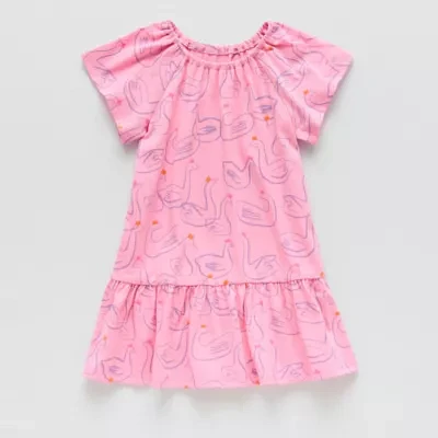 Okie Dokie Toddler & Little Girls Short Sleeve Drop Waist Dress