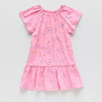 Okie Dokie Toddler & Little Girls Short Sleeve Drop Waist Dress