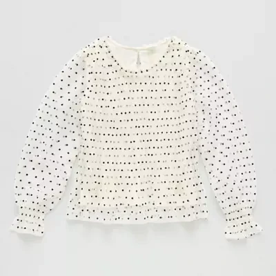 Thereabouts Little & Big Girls Round Neck Long Sleeve Blouse