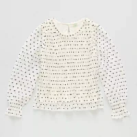 Thereabouts Little & Big Girls Round Neck Long Sleeve Blouse