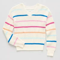 Thereabouts Little & Big Girls V Neck Long Sleeve Pullover Sweater