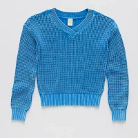 Thereabouts Little & Big Girls V Neck Long Sleeve Pullover Sweater