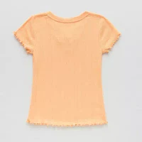 Thereabouts Little & Big Girls Rib V Neck Short Sleeve T-Shirt