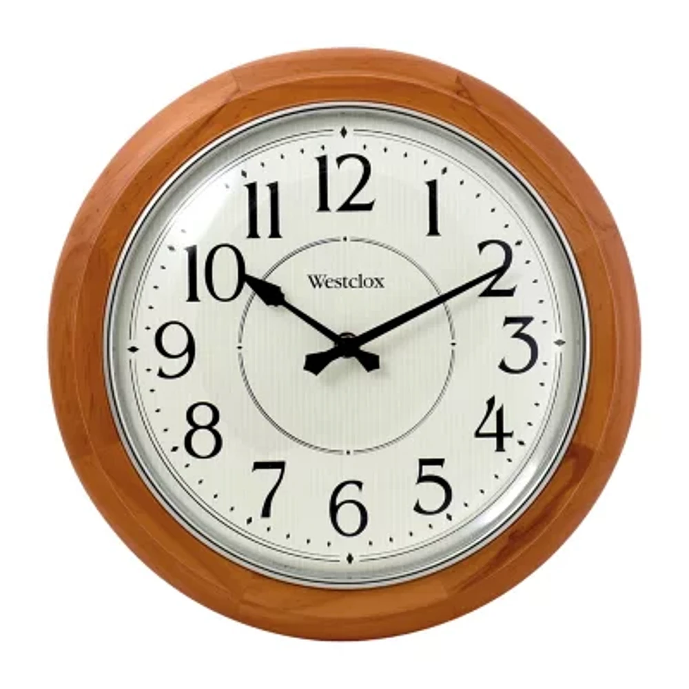 Westclox 12.5” Brown Wood Silent/Non-Ticking Wall Clock