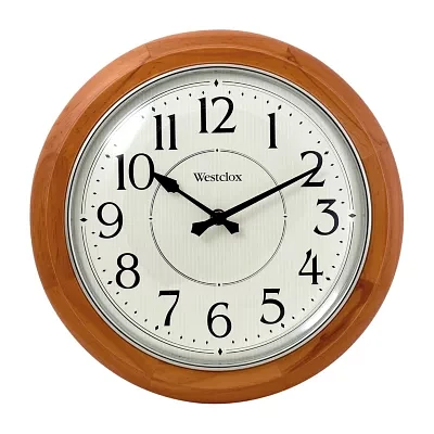 Westclox 12.5” Brown Wood Silent/Non-Ticking Wall Clock