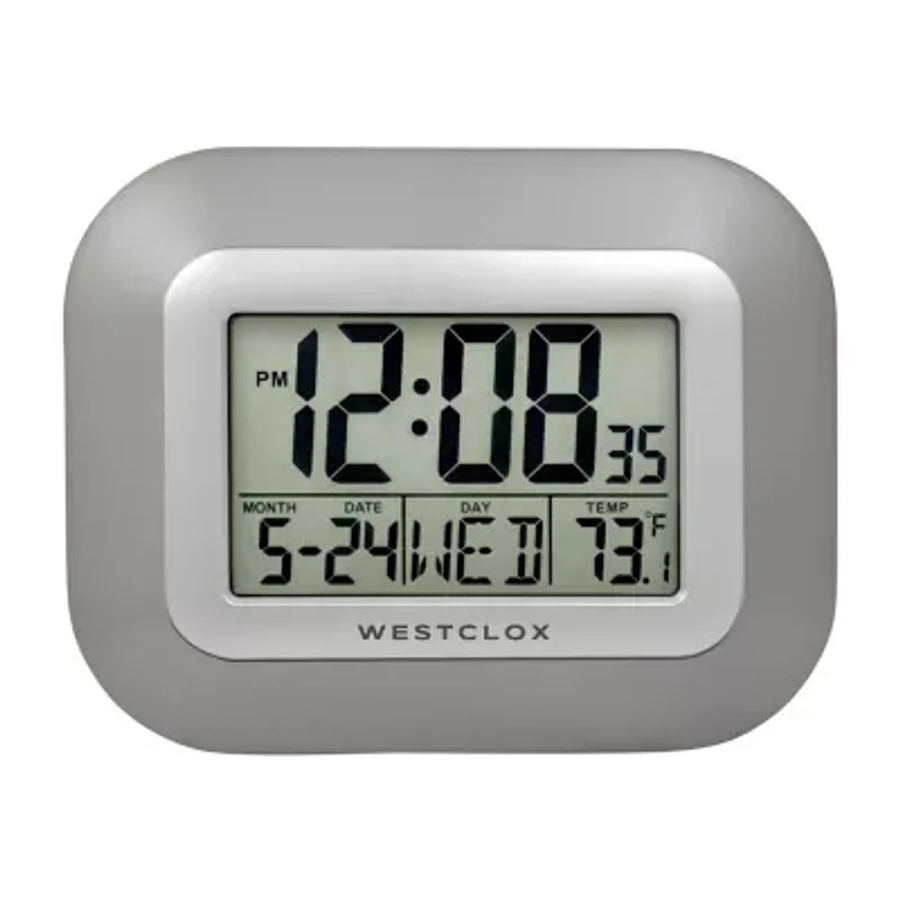 Westclox Classic Modern Lcd Display Digital Silent/Non-Ticking Wall Clock