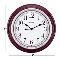 Westclox 9" Burgundy Round Wall Clock