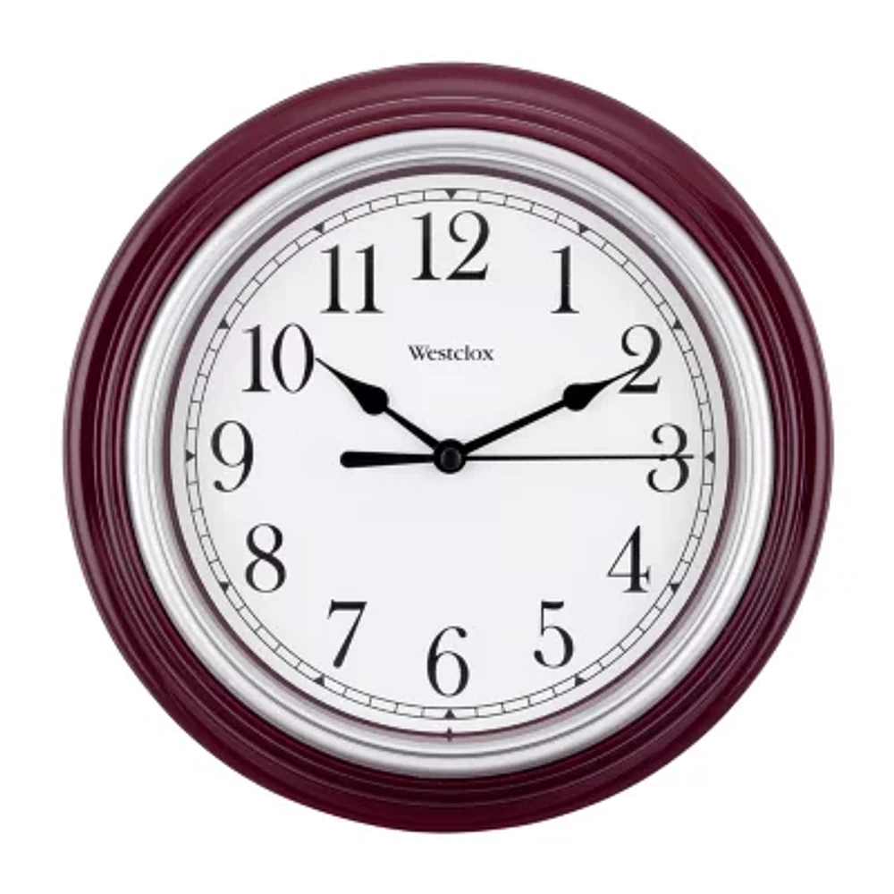 Westclox 9" Burgundy Round Wall Clock