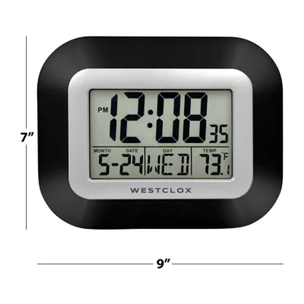 Westclox Digital Lcd Day &And Temperature Wall Clock