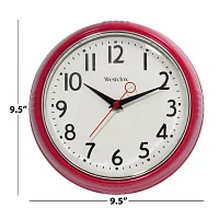 Westclox 9.5" Red Retro Convex Glass Lens Wall Clock