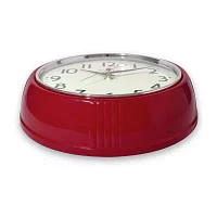 Westclox 9.5" Red Retro Convex Glass Lens Wall Clock