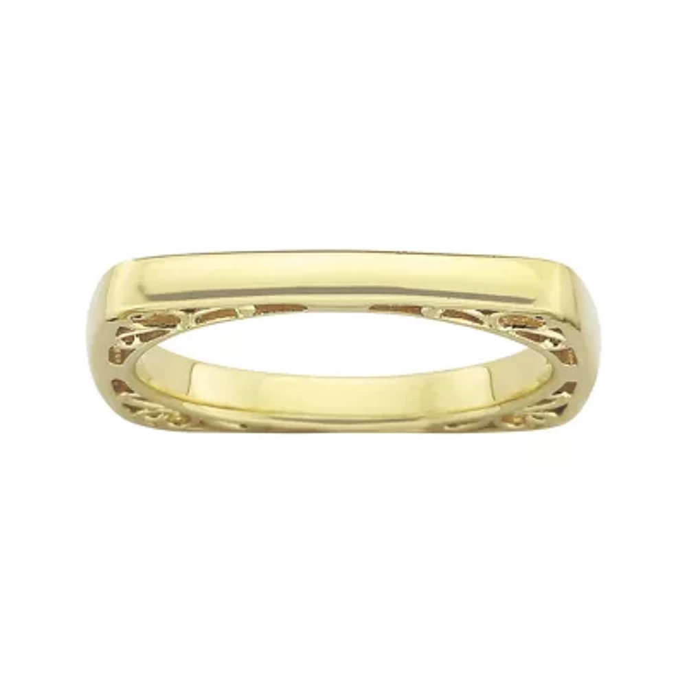 Personally Stackable 18K Gold Over Sterling Silver Square Ring