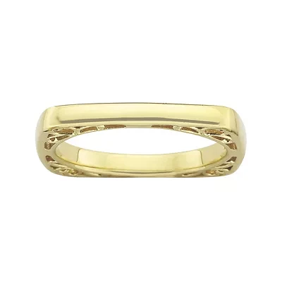 Personally Stackable 18K Gold Over Sterling Silver Square Ring