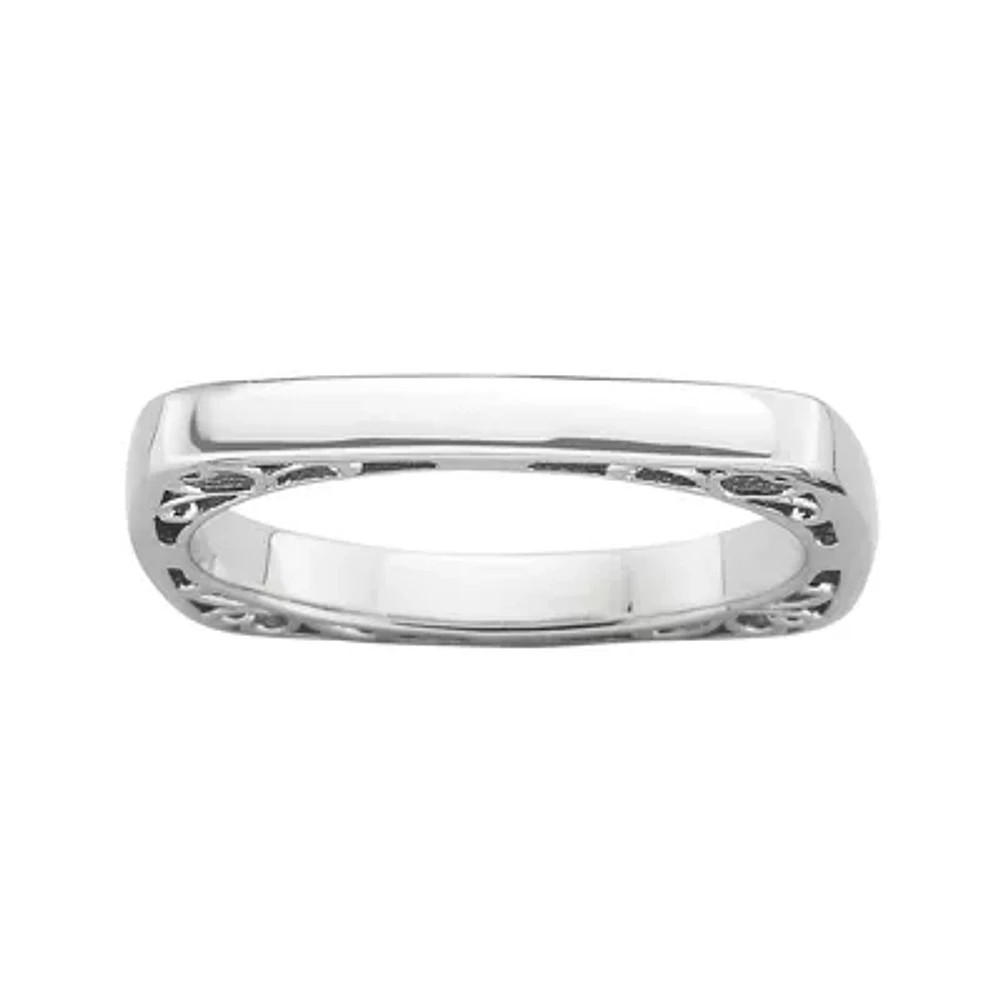 Personally Stackable Sterling Silver Square Ring