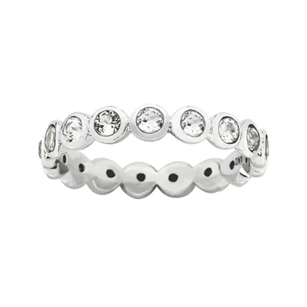 Personally Stackable "April" Crystal Sterling Silver Eternity Ring