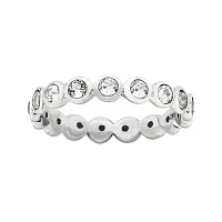 Personally Stackable "April" Crystal Sterling Silver Eternity Ring