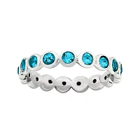 Personally Stackable "December" Blue Crystal Sterling Silver Eternity Ring