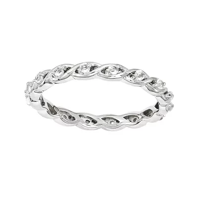 Personally Stackable Genuine White Topaz Twisted Eternity Ring