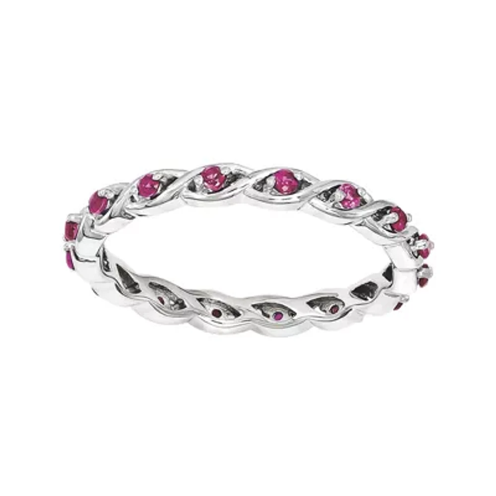 Personally Stackable Lab-Created Ruby Twisted Eternity Ring