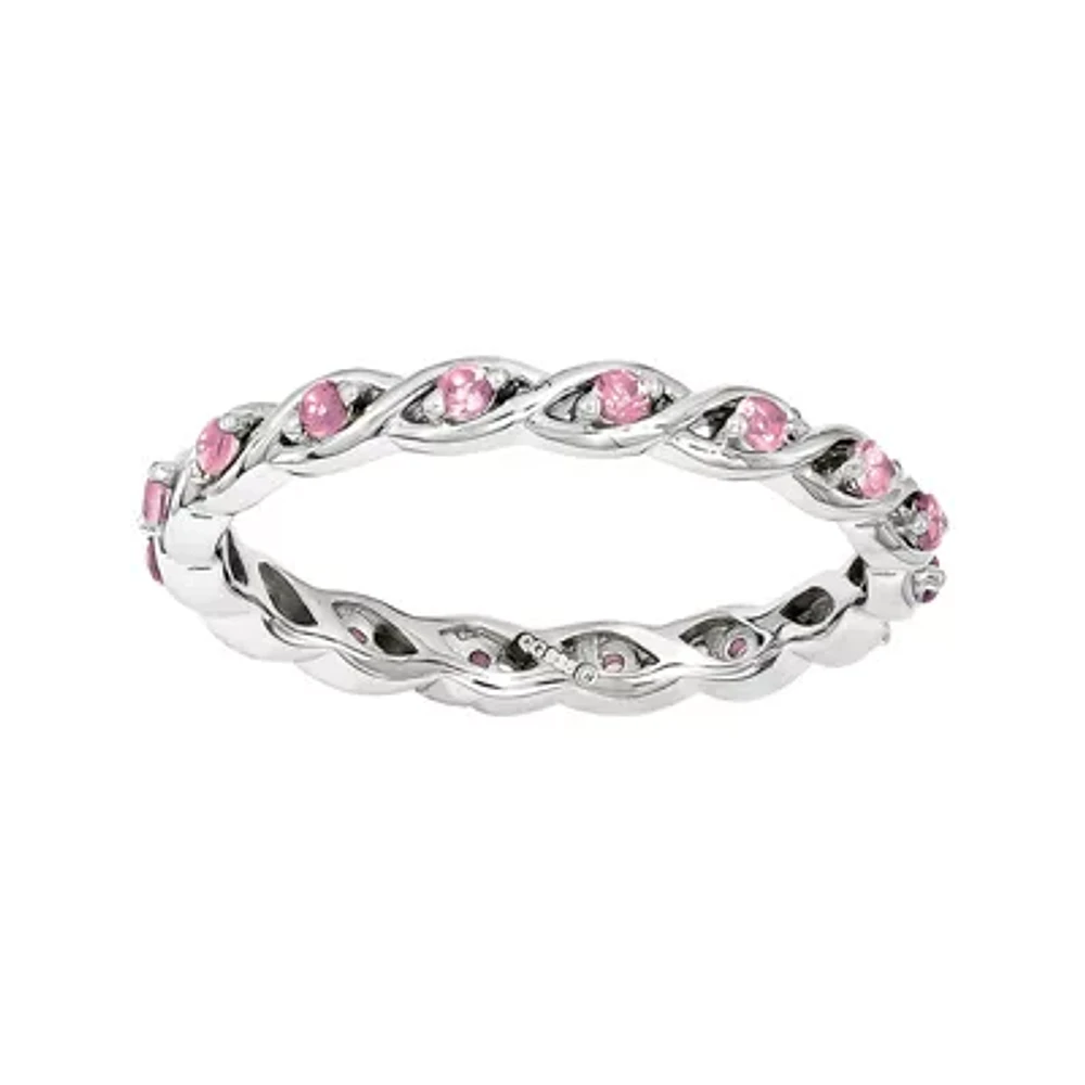 Personally Stackable Lab-Created Pink Sapphire Twisted Eternity Ring