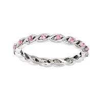 Personally Stackable Lab-Created Pink Sapphire Twisted Eternity Ring
